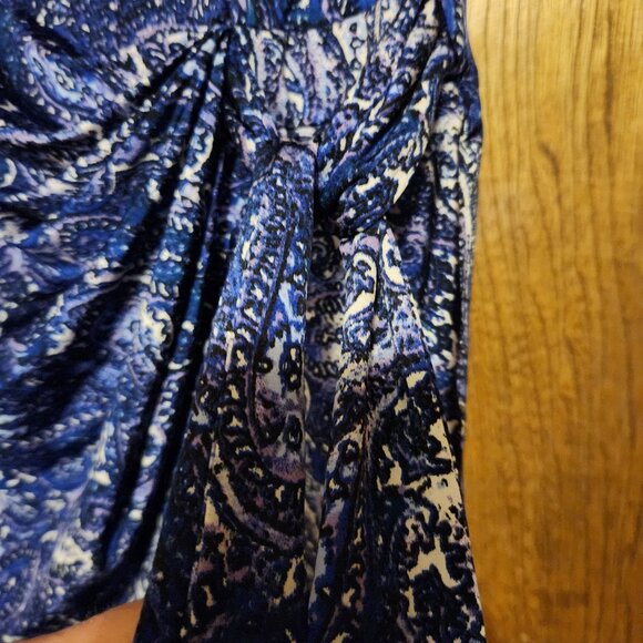 Dana Buchman Womens Blue Paisley Print Top W/ Side Tie Detail 1X - Picture 4 of 8